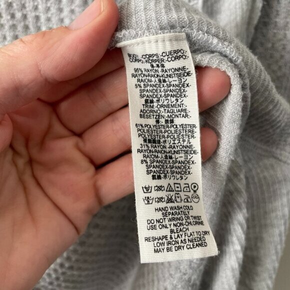 FREE People Catalina Thermal Long Sleeve Shirt V-Neck Pullover Gray XS - Picture 5 of 6